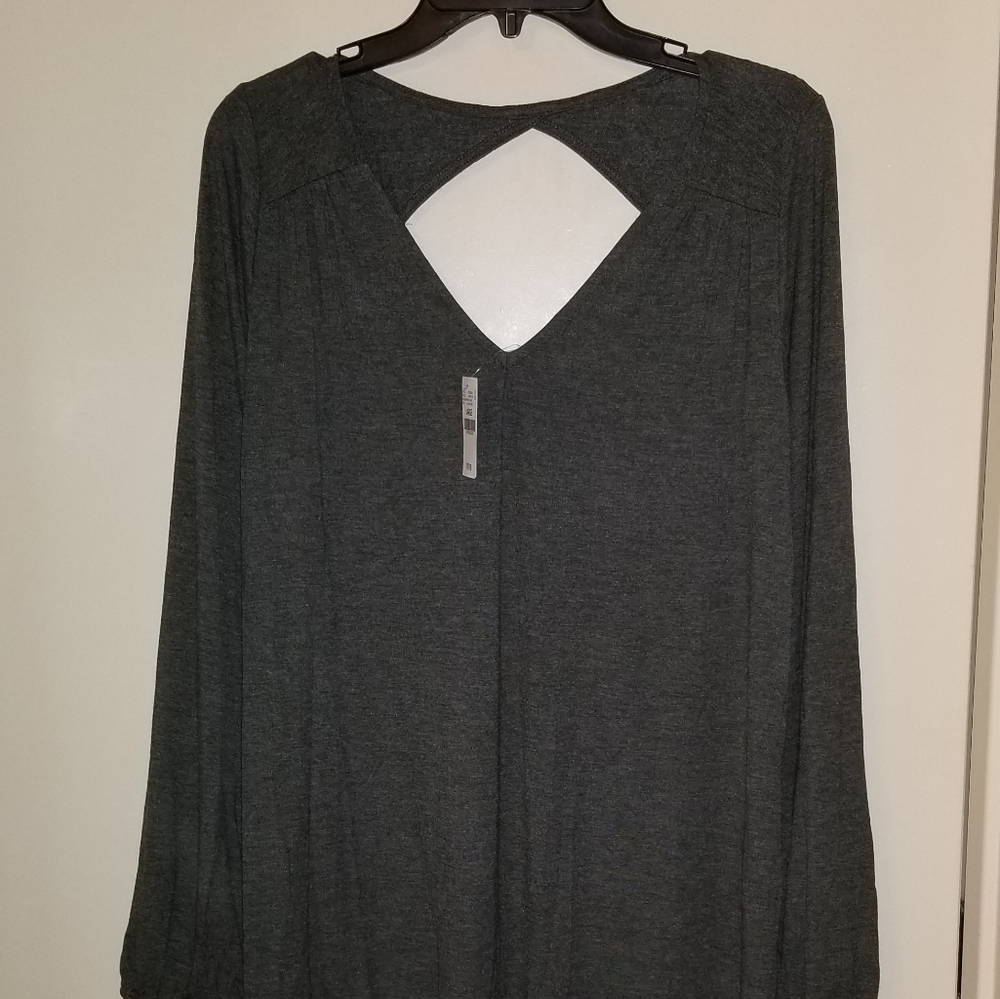 NWT Wet Seal Gray Long Sleeve V-Neck Dress